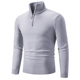 2023 Men's Plus Size Fleece Zip Mock Neck Sweater