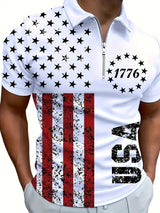 Men's 3D Digital Print Zip-Up Polo Shirt